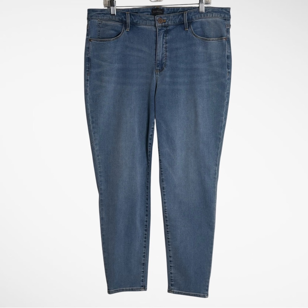 NWOT Talbots Classic Stretch Denim Jeggings Woman’s Plus 16W Light Blue Faded
